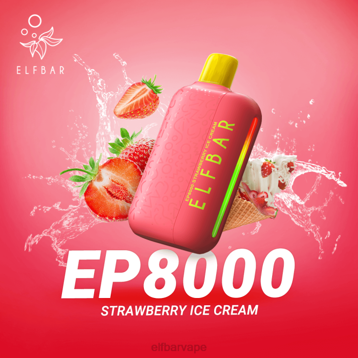 ELF BAR FLAVOURS SOUTH AFRICA | 8TJRH377 ELFBAR Disposable Vape New EP8000 Puffs Strawberry Ice Cream