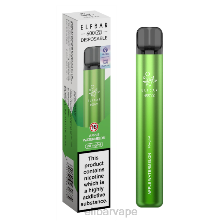 ELF BAR VAPE | 8TJRH21ELFBAR 600V2 Disposable Vape - 20mg Apple Watermelon - Click Image to Close