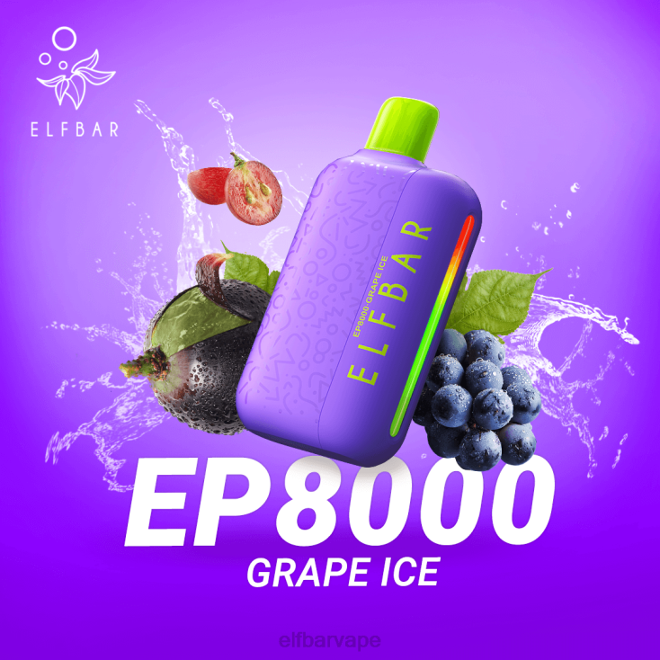 ELF BAR VAPE | 8TJRH361 ELFBAR Disposable Vape New EP8000 Puffs Grape Ice