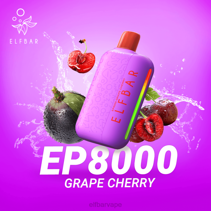 ELF BAR VAPE | 8TJRH361 ELFBAR Disposable Vape New EP8000 Puffs Grape Ice