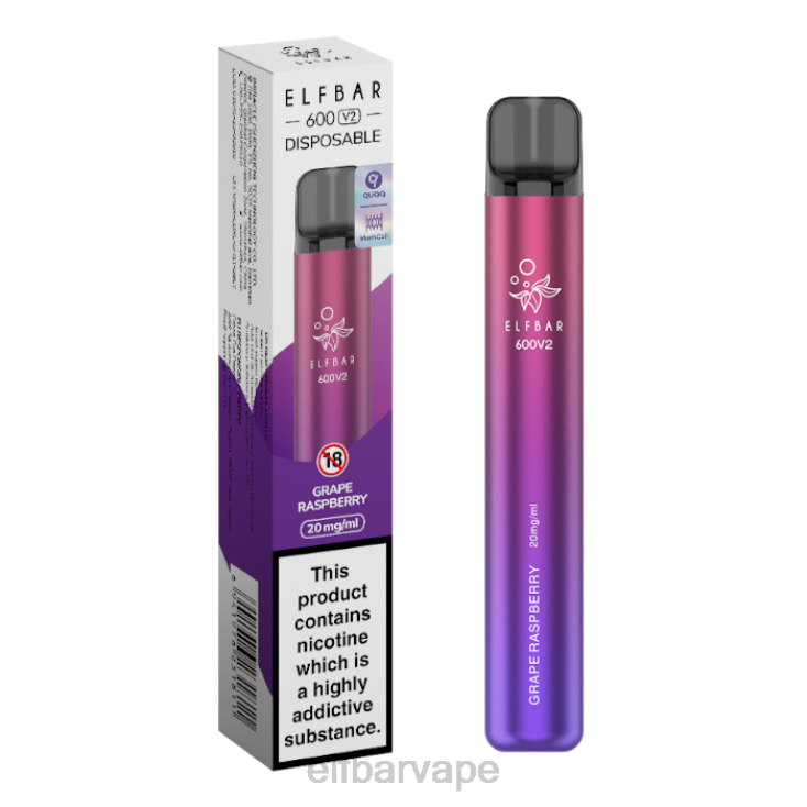 ELF BAR VAPE SOUTH AFRICA | 8TJRH24ELFBAR 600V2 Disposable Vape - 20mg Grape Raspberry