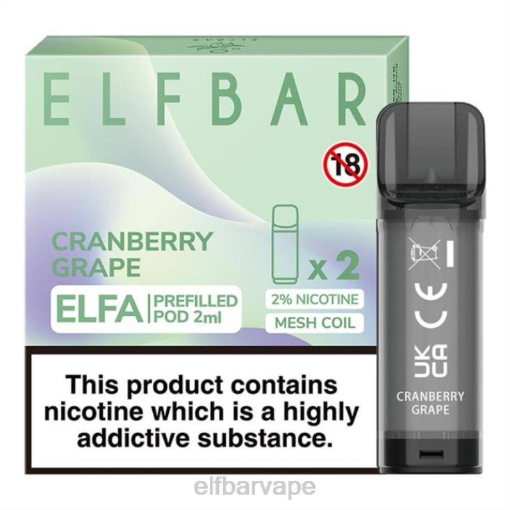 ELF BAR FLAVOURS SOUTH AFRICA | 8TJRH127ELFBAR Elfa Pre-Filled Pod - 2ml - 20mg (2 Pack) Cranberry Grape - Click Image to Close