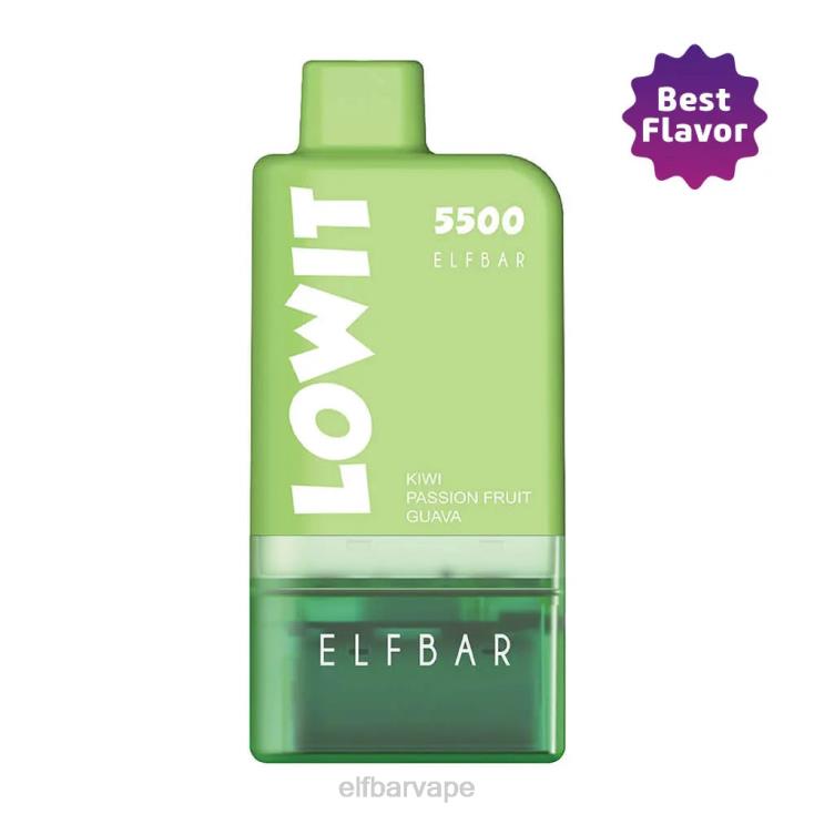 ELF BAR SOUTH AFRICA | 8TJRH438 ELFBAR Prefilled Pod Kit LOWIT 5500 2%Nic Kiwi Passion Fruit Guava Kiwi Passion Fruit Guava Pod+Green Battery