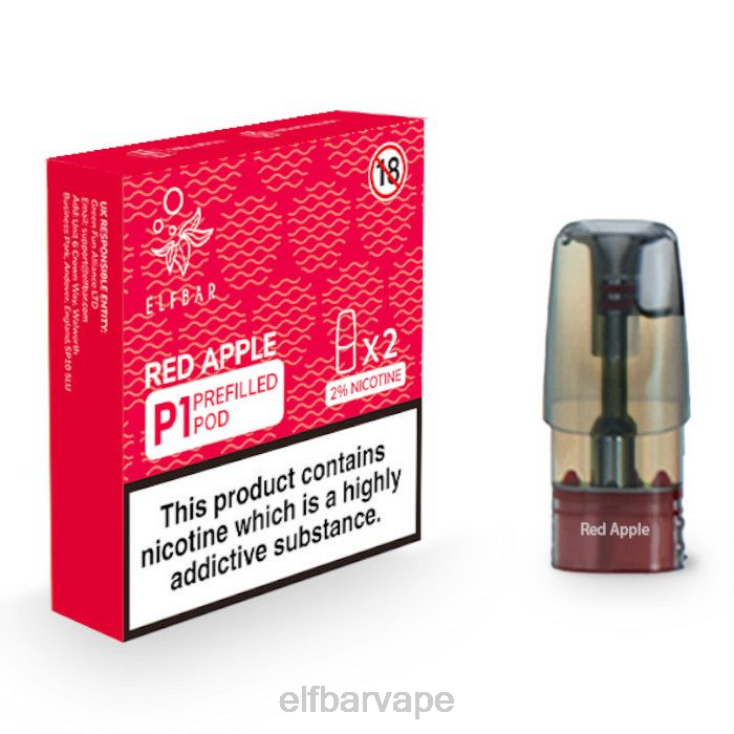 ELF BAR VAPE | 8TJRH161ELFBAR Mate 500 P1 Pre-Filled Pods - 20mg (2 Pack) Red Apple